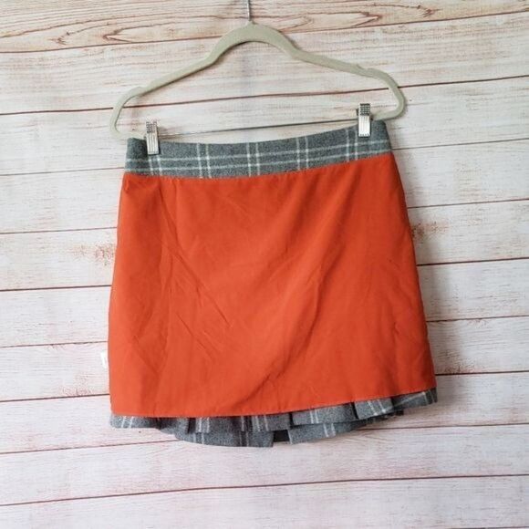 Sail To Sable Wool Blend Box Pleat Plaid Lined Mini Skirt Women's Size 6 Grey - Picture 8 of 11